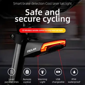 MEILAN X5 Stražnje svjetlo za bicikl Lasersko Svjetlo Daljinskog upravljača Поворотник Punjiva 4000 ma Bicikl Pribor za Bicikli Rezervni Dijelovi