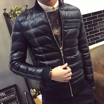 Moderan prugasta zimska jakna od umjetne kože, sa pamučnom postavom za muškarce, облегающая утолщенная muška jakna, muška odjeća, plus veličina m-4xl MF16