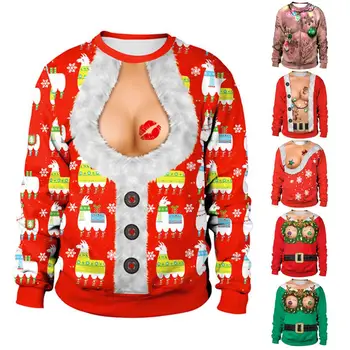 Modni Božićne Veste Elegantan Unisex Muškarci Žene Djed Mraz je Ružna Božićni Pulover Novo Seksi crveni Retro Džemper Zabavna odijevanje