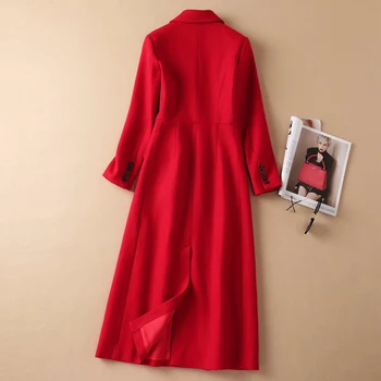 Modni dizajner 2021 Jesen dugo тренч za žene Crveni dugi rukav Visoke Kvalitete Piste Uredski donje kaput