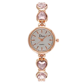 Modni narukvica od legure imaju dijamant u obliku srca, jednostavan ženske crvene mali satovi, ženski kvarcni satovi, Reloj Mujer Za žene