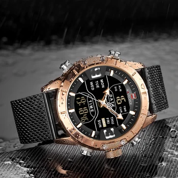 Muški satovi su najbolji brand luksuznih NAVIFORCE 9153 štoperica LED sportski vojne vodootporan ručni sat sa čeličnim remenom relogio masculino sat