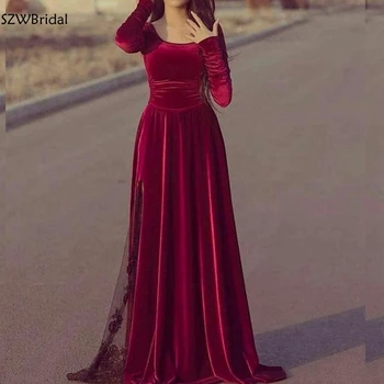 Novi dolazak Baršun večernje haljine dugih rukava 2022 Uvijek lijepo arapsko muslimanske večernja haljina Suknia wieczorowa Abendkleid