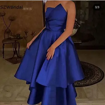 Novi dolazak Атласное королевско-plavo kratko večernja haljina 2022 Robe de soiree Jeftini večernja haljina kaftan marokanski ogrtač femme