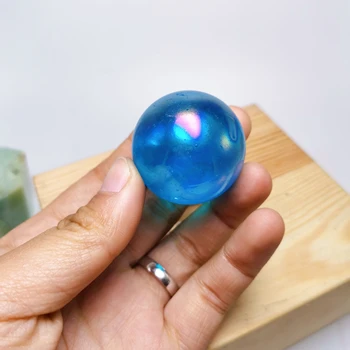 Oko 3,5 cm Титановая Aura Angel Blue Kristalne Kugle Kristalna Galvanska Sfera Aure Liječeći Crystal Reiki za uređenje doma