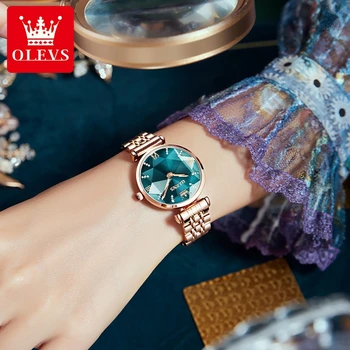 OLEVS Sat Ženske Poznate Luksuzne marke Zlata od Nehrđajućeg čelika Trendy ženske kvarcni sat za ljubitelje Satova Darove reloj mujer