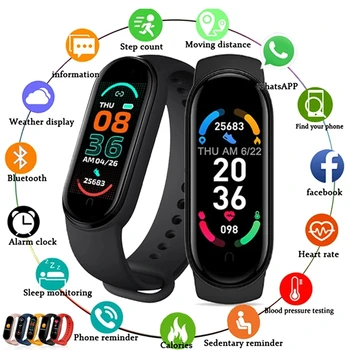 Originalni Smart satovi na M6, Za muškarce i žene Sportska Narukvica Za praćenje otkucaja srca Fitness Bluetooth Smart satovi za Xiaomi i Apple Android