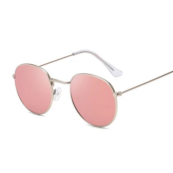Ovalni Berba Okrugla Ružičasta Leće u boji Oceana Slr Sunčane naočale Žena Ženski Korporativni Dizajn u metalnom ivicom Okruglih Naočala