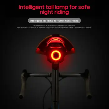 Pametan Bicikl Stražnji dugo Svjetlo Auto Start-Stop Kočnica IPX6 Vodootporan USB Punjenje Biciklizam 6 Način rada bljeskalice dugo svjetlo Biciklističke svjetla