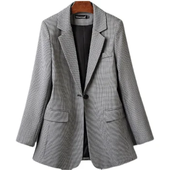 Plus Size 6XL 7XL Crno Bijeli Uredski blazer na jedan preklopni Ženska Casual odjeća Blazers Female Жакк Tanko Odijelo sa dugim rukavima Kaputa