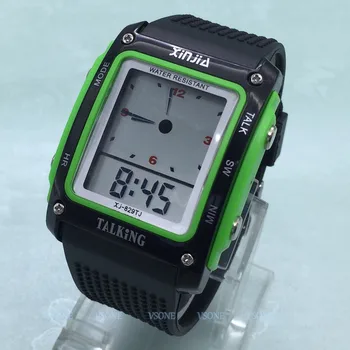 Pravokutni brojčanik, Crno-zelene boje, Talijanski Govore sat za slijepe i starije osobe, E sportski ručni sat 829TI-G