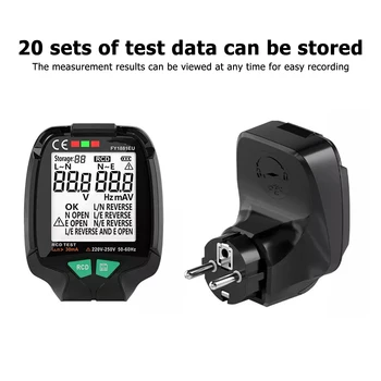 Prediktivni Digitalni Tester Utičnice AC 30-250 U Test Voltage Tester Utičnice SAD/velika Britanija/EZ Nožica Rcd Test 20 Kompleta za Pohranu Podataka