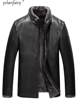 Prirodna kožna jakna od kozje kože muški zimski kaput od krzna muška toplo vune obloge vrhunske muške jakne hommes veste AG539 KJ