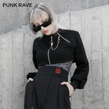 Punk-RAVE Djevojke Tamne Punk Kratak Džemper Pupak Skraćene Ženski Kratka Jakna Dizajn Kaput Proljeće i Jesen