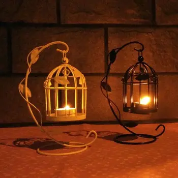 Romantična europska vjenčanje kavez od kovanog željeza svijećnjak Lantern Svjetiljka Dekor Za večeru kod Kuće Y5JC