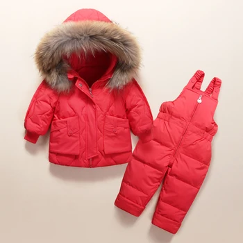 Rusija Zimske setove dječju odjeću za djevojčice Topla odjeća uoči Nove godine za dječake Parka Dječačke jakne Kaputi Пуховик Snow suit