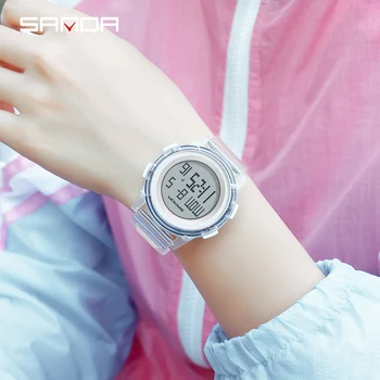 SANDA Top Brand Elektronski sat Omladinski Sportski led sat na otvorenom Modni Kreativna Prozirne muški ženski ručni sat s remenom