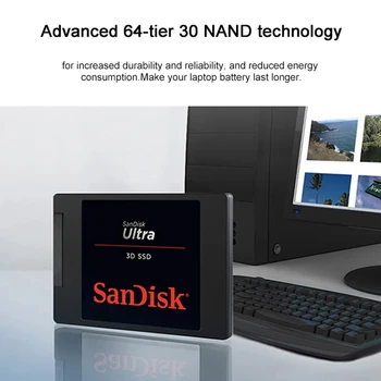 Sandisk Interni SSD Ultra 3D NAND SSD Plus Ssd Hard Disk, SATA III 6gb/s, 2,5
