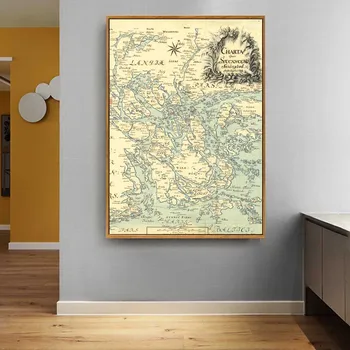 Skandinavska klasicni umjetnost kartica platna slikarstvo pomorska karta plakat ured za zidno slikarstvo dnevni boravak hodnik ukras kuće freska