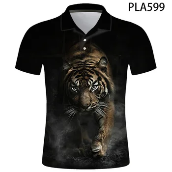 Strip s tiger i životinjama Polo Homme Summer polo majica s 3D ispis Muška moda ulične Casual odjeća Hombres Harajuku kratkih rukava Ropa