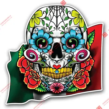 Teror Utrke Moto Kaciga Naljepnice Šećerna Lubanju Meksički Zastava Šećerna Naljepnica na lice i Dan Mrtvih Dia De Муэртос