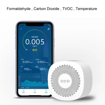 Tester kvalitete zraka Formaldehid Ugljični dioksid Detektor temperature TVOC Monitor aplikacije za telefon, Inteligentni mikrofon visoke osjetljivosti Analizator