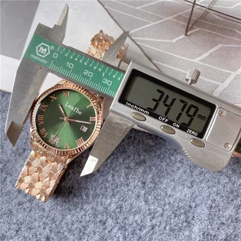 Trendi ženski sat sa dijamantima, spone-leptir od nehrđajućeg čelika, Rimski broj, Kvarcni sat, Promjer biranje 35 mm, Relogios Feminino