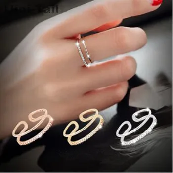 Uini-Rep vruće novi korejski verzija 925 sterling srebra двухслойное otvoreni prsten jednostavan temperament divlje nakit boem ED705