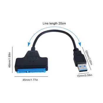 USB 3.0 Kabel SATA 3 Sata Adapter-USB 3.0 Do 6 Gb / s Podrška za 2,5-inčni Vanjski SSD hard disk 22-pinski kabel Sata III