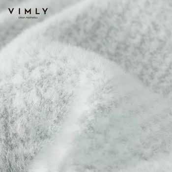 Vimly Zimski kaput od vune umjetne mink Modni однобортные džepove Debele kratke jakne Elegantna odjeća Ženski kaput F5372