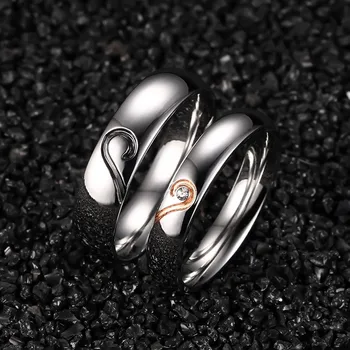 Vnox Par Prsten za Žene i Muškarce Srce Od Nehrđajućeg Čelika Obećavaju Nakit