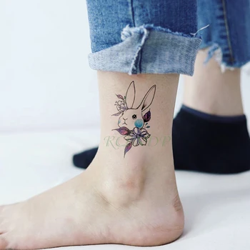 Vodootporne privremena oznaka s tetovažom slatka zec cvijet male veličine umjetničke tattoo flash-tattoo lažne tetovaže za djecu žene muškarci djevojčice