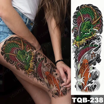 Vodootporne Privremena Tetovaža na cijelu ruku Naljepnica Brokat Japanski Šaran Lotos Dragon Flash Tetovaža dizajne Za žene Body art Lažni rukava Tattooist