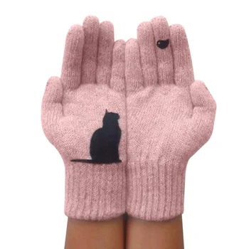Vruća Mačka, kao što su rukavice za žene Vunene Rukavice Jesen Zima Vanjski Toplo Zaštita od hladnoće Podstavljene rukavice s po cijeloj površini mačke DO2