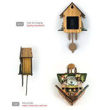 Vruće Starinski drveni zidni sat s kukavicom, Zvono s ptičjom vremenom, Ljuljačka, Alarm, sat kućnog umjetnički dekor, zidni satovi, kućnog tekstila, dnevni boravak