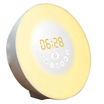 Vruće Visoke Kvalitete 7 Boja Izlazak Sunca sat za Alarm sat za Alarm LED FM Radio Noćni Noćna lampa Za Djecu i Odrasle Osnovna Spavaća soba