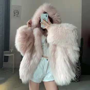 Winter Knitted Furry Promašaj Fox Fur Coat Chaquetas De Mujer dlake iz иственного krzna Abrigo Peludo Casaco De Pele Lažni Feminino