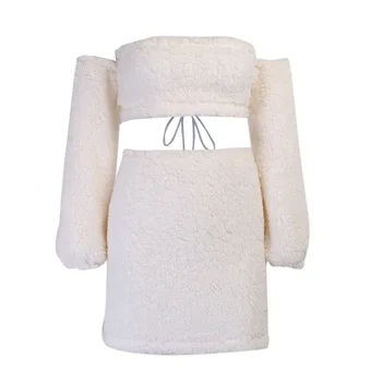 WOMENGAGA 2022 jesen Zima Nova Moda Kawai Dlakave Čipke Zavoj Prsluk+tanki Mini suknja Seksi Vruće Korejski Kit Kostim Za djevojčice BZ9