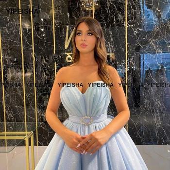 Yipeisha Sjajna льдисто-plave haljine za maturalne s dugim korzet u obliku srca Loptu haljina za gustih haljine Vestido de Festa Longo Plus size Večeri
