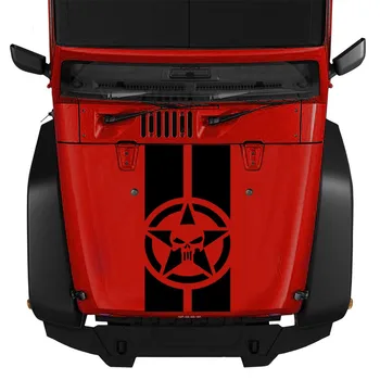 Za Jeep Wrangler JK TJ Auto Prednja Krunica Poklopac Motora Završiti Naljepnice Lubanju Vojska Star Automobil Vinil Hauba Dekor Naljepnice Auto Oprema