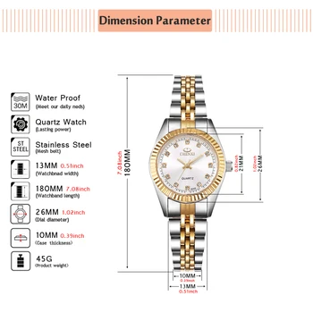 Ženske Klasične kvarcni satovi serije CHENXI 004 Zlatni i srebrni Ženski Elegantni Sat poklon Luksuzni Ženski sat vodootporan ručni sat