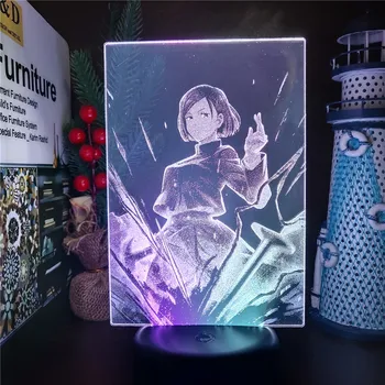 Дзюдзюцу Кайсен Кугисаки Нобара 3D LED Anime Lampa Noćne Svjetiljke Promjena Boje Vizualni Lampa Za Poklon