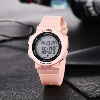 2020 Svakodnevne Sportske Ženski sat Led Digitalni Sat Shhors s ružičastim remenom od smole Elektronski sat Reloj Mujer Relogio Feminino