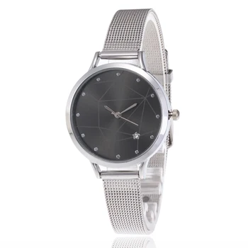 Ženski ručni sat Luksuzno srebro je Popularni Pink brojčanik Geometrijski metalni ženski narukvica Kvarcni satovi Modni ručni sat 2019 Top